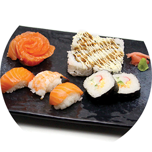 S8.	Salmon Sashimi with Sushi Set<br>$:15.80